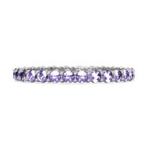 Full Eternity Round Shape Amethyst 925 Sterling Silver Stackable Women Ring